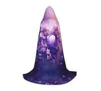 Mantello con cappuccio viola con stampa amore Halloween costume cosplay costume unisex strega accappatoio mantello con cappuccio mantello, nero, Large