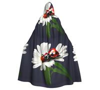 Mantello con cappuccio WHJSSF coccinella su margherita fiore stampato super grande mantello con cappuccio con papillon