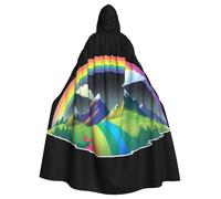 Mantello con cappuccio WHJSSF Rainbow dietro la montagna stampato super grande mantello con cappuccio con papillon