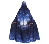 Mantello con cappuccio WHJSSF Snow fall all over the sky stampato super large mantello con cappuccio con papillon
