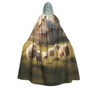 Mantello con cappuccio YYHHAOFA Lots of cute sheep pattern super large mantello con cappuccio con papillon
