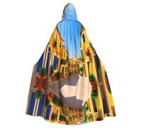 Mantello con cappuccio YYHHAOFA Mediterranean Street con case modello super grande mantello con cappuccio con papillon per adulti di Halloween