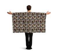 Mantello con manica e bandiera giapponese stampata su sushi nero, accessorio per costume a tema per adulti, ideale per sport e giochi all'aperto.