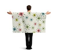Mantello con stampa a stelle atomiche e bandiera patriottica, accessorio per costumi, feste ed eventi sportivi per adulti.