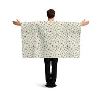Mantello con stampa retrò a stelle atomiche e bandiera patriottica, accessorio per costume, ideale per celebrazioni, eventi sportivi e feste.