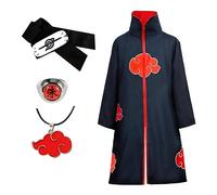 Mantello Cosplay Naruto Akatsuki Costume Anime Nuvola Rossa Bandana e Accessori