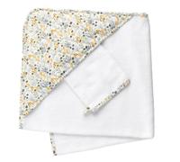 Mantello da bagno e guanto in cotone bianco