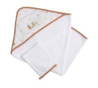 Mantello da bagno e guanto in cotone bianco