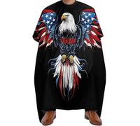 Mantello da Barbiere American Flag and Bald Eagle Patriotic Black, Professionale Grembiule da Parrucchieres poliestere Mantella Parrucchiere per Adulti Barbieri 140X168cm