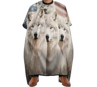 Mantello da Barbiere American Flag Wolf Art, Professionale Grembiule da Parrucchieres poliestere Mantella da Barbiere per Adulti Parrucchieres 140X168cm
