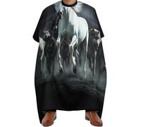 Mantello da Barbiere Black and White Running Wild Horse Wolves, Fashion Mantelle per Parrucchieres Impermeabile Mantella Parrucchiere per Acconciatura Uomini 140X168cm