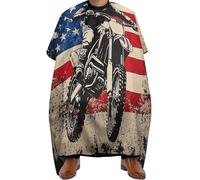 Mantello da Barbiere Dirt Bike Motocross American Flag, Professionale Grembiule da Salone poliestere Mantella Barbiere per Salon Donne 140X168cm