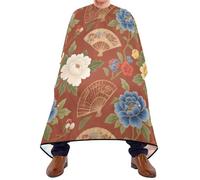 Mantello da barbiere retrò rosso e blu con peonia per bambini con chiusura a scatto regolabile, eleganti mantelle da barbiere per uomo bata para cortar cabello 165,1 x 139,7 cm