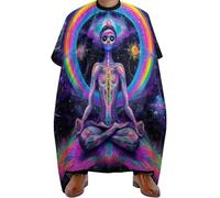 Mantello da Barbiere Trippy Blue Tie Dye Space Alien Meditation Art, poliestere Grembiule da Barbieres Professionale Mantella da Barbiere per Styling Acconciatura 140X168cm