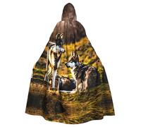 Mantello da carnevale gotico con stampa di lupi, per eventi in maschera e cosplay