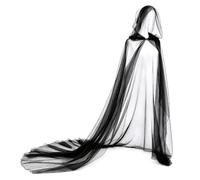 Mantello da donna a 1 livello, in tulle, da strega, vampiro, con cappuccio, per cosplay, feste, fantasma, sposa, elfo, treno, abito da sposa, abito da sposa, gotico, medievale, rinascimentale
