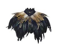 Mantello da donna con collo a piuma, mantello da pavone, corvo, costume gotico, piuma, travestimento da ascelle, sciarpa, costume da piuma, costume da uccello, corvo, Halloween, carnevale, O kaki