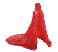 Mantello da donna in tulle a 2 livelli con cappuccio, da strega, vampiro, cosplay, festa, fantasma, sposa, elfo, mantello lungo treno da sposa, abito da sposa, gotico, medievale, rinascimentale