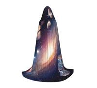 Mantello da mago con cappuccio con stampa di galassia dell'universo, per Halloween, medievale, rinascimentale, cosplay, feste di Natale