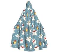 Mantello da mago con cappuccio, da uomo e da donna, con stampa di orso, pinguino, fiocchi di neve, mantello da vampiro con cappuccio, costume di Halloween, nero
