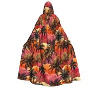 Mantello da mago con cappuccio, da uomo e da donna, con stampa di paesaggio hawaiano rosso, mantello da vampiro con cappuccio, costumi di Halloween