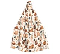 Mantello da mago con cappuccio, da uomo e da donna, con stampa Kawaii Little House, mantello da vampiro con cappuccio, costume di Halloween, nero