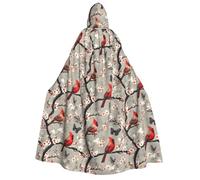 Mantello da mago con cappuccio, da uomo e donna, con stampa di farfalle cardinali rosse, mantello da vampiro con cappuccio, costumi di Halloween