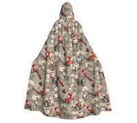 Mantello da mago con cappuccio, da uomo e donna, elegante mantello da vampiro con cappuccio con stampa di farfalle cardinali, costumi di Halloween