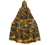 Mantello da mago con cappuccio, da uomo e donna, stile retrò hawaiano, stampa marina dorata, mantello da vampiro con cappuccio, costumi di Halloween