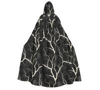 Mantello da mago con cappuccio, unisex, con stampa artistica con radici di albero nero, mantello da vampiro con cappuccio, costumi di Halloween
