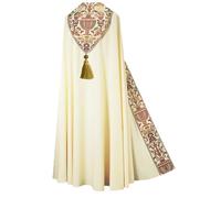 Mantello da palcoscenico fluente con stampa digitale in simil seta spandex misto nappa pendenti danza spettacolo costume (beige-46, S)
