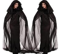 Mantello da sposa cadavere Halloween Costume da strega donna cappotto con cappuccio lungo diavolo vampiro zombie gotico vestito da costume Halloween accessori Halloween Cosplay Masquerade Carnevale,