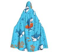 Mantello da strega con stampa balena sottomarina, mantello con cappuccio, costume da mago per Halloween, cosplay e carnevale