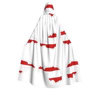Mantello da strega con stampa mappa della bandiera austriaca, mantello con cappuccio, costume da mago per Halloween, cosplay e carnevale