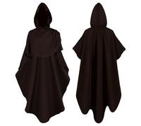 Mantello da strega, da uomo, medievale, con cappuccio, nero, da vampiro, da strega, da strega, horror Cloak, costume gotico, per cosplay, costume da strega, costume da strega, costume da Halloween, O