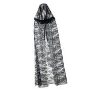 Mantello da strega in pizzo nero gotico con cappuccio per la moda gotica e