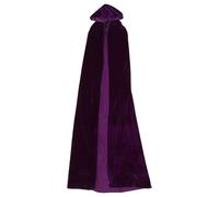 Mantello da strega, nero, rosso, mantello per Halloween, costume da vampiro, costume di Halloween, colore viola, con cappuccio, in velluto dorato, per uomini e donne, viola, 200X150CM, Bambù, Senza