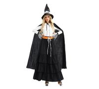 Mantello da Strega, Unisex, Costume Da Spettacolo Teatrale Con Mantello E Scialle Cappuccio Halloween Cosplay