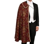 Mantello da uomo, costume nobile a mezza schiena con broccato | Mantello dell'epoca rinascimentale per giochi di ruolo, cosplay, festival, rappresentazioni teatrali
