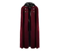 Mantello da uomo in velluto, mantello vichingo medievale rinascimentale, mantello da re per Natale, Halloween, feste e costumi cosplay, vino, Taglia unica