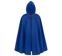 Mantello da uomo medievale alla moda Burkhard con cappuccio, costume da mago, vestito largo, costume vichingo, costume da Halloween, tinta unita, con cappuccio rinascimentale, O blu., Taglia unica