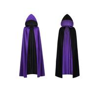 Mantello Da Vampiro Con Cappuccio Di Halloween Per Bambini, Mantello Medievale Unisex Per Adulti, Festa A Tema Halloween, Festa In Maschera Di Streghe (Nero viola90CM)