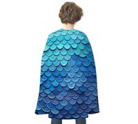 Mantello da vampiro reversibile per Halloween, leggero e comodo, con squame di pesce, da sirena blu oceano, per costumi da strega di Halloween per donne e uomini