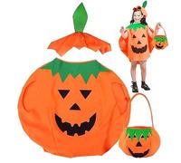 Mantello da zucca per bambini, costume da fantasma da strega, mantello da mago con cappello, secchiello per caramelle, montatura per occhiali, per carnevale, spettacoli sul palco, feste a tema
