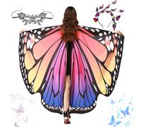 Mantello di Farfalla, Farfalla Mantello Ali Costume con Maschera e Fascia per Capelli, Farfalla Scialle, Costume da Farfalla da Donna per la Festa di Natale Costume di Halloween Cosplay Carnevale