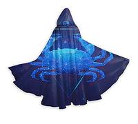 Mantello di Halloween Astrologia Segno zodiacale Cancro Blu Mantello con cappuccio Uomo Mantello con cappuccio Halloween Donne Mantello lungo per adulti, per mascherata, festa