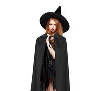 Mantello di Halloween, mantello per cosplay da 140 cm con cappello da strega, oggetti di scena per giochi di ruolo, costume di Halloween per adolescenti e adulti, feste in maschera, giochi di ruolo