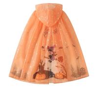 Mantello di Halloween per bambini con cappuccio arancione zucca scopa stampa mantello giocoso carino moda esportazione tema Halloween costumi festa costume
