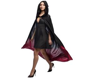 Mantello domino con cappuccio Fade (170 cm), rosso/nero