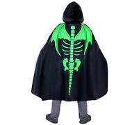 Mantello Dragon Skull Boy Scheletro Drago Nero Verde Taglia 7-10 Anni Bambino